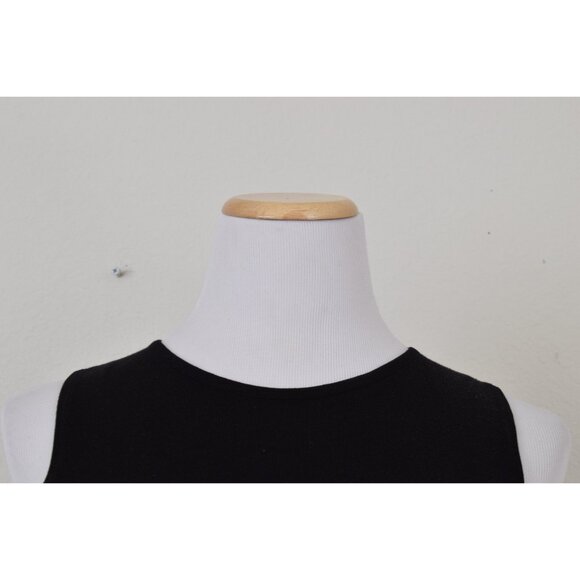 Vintage 90s Stretch Silk/Rayon Black Embroidered + Beads Tank Top | size PM - Picture 4 of 10